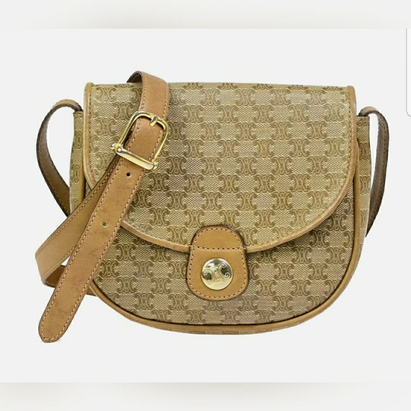 🐰CELINE Macadam Pattern Crossbody Mini Shoulder B - Picture 1 of 15